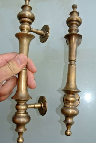 2 large DOOR handle pull solid 2 SPUN 30 cm brass vintage old style hollow 12 
