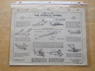 Vintage 1935 Stanley Tool " How To Use The Stanley Chisel - Chart No.  128