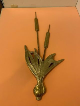 Vintage Mid Century Brass Cattalis Pond Plant Wall Hanging Decoration 22  India