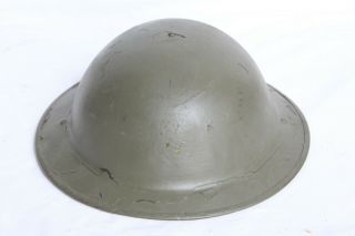 Antique Green Wwii British Military Brodie Helmet With Liner And Strap