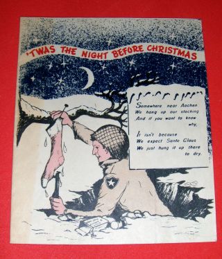 Ww2 U.  S.  Soldier Christmas Card From " Somewhere Near Aachen " Germany