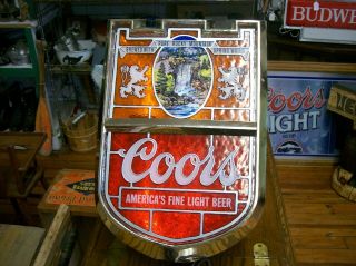 Vintage Coors Lighted Beer Sign Waterfall Man Cave Bar Collector 