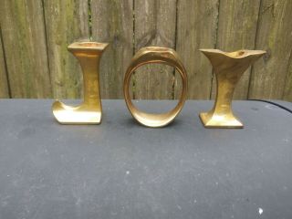 Vintage Heavy Solid Brass Joy Candlestick Holders Christmas/holiday