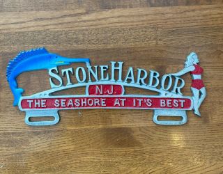 License Plate Topper Vintage - Stone Harbor N.  J.  - The Seashore At It 