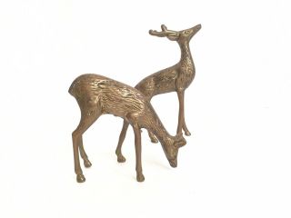 Vintage Brass Deer Pair Figural Home Decor
