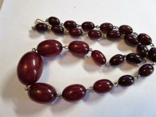 Vintage Cherry Amber Bakelite Graduated Bead Necklace