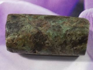 Ancient Peruvian Pre - Columbian Chavin Jade Tube Bead 32.  2 By 16 Mm Deep Green