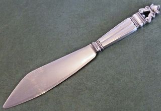 Georg Jensen " Acorn " Sterling Cake Knife W/ Stainless Blade
