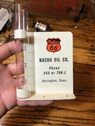 Vintage Phillips 66 Kasha Oil Co.  Tin Metal Rain Gauge Sign Herington Kansas Gas