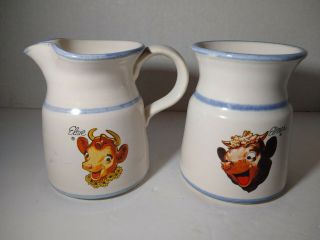 Borden Elsie The Cow Elmer The Bull Cream And Sugar Pitcher - Hard To Find
