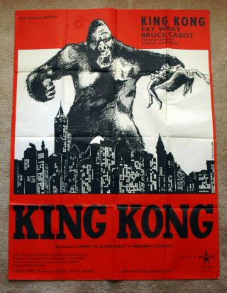 Vintage 1960s King Kong Movie Poster Film Sci - Fi Science Fiction Art