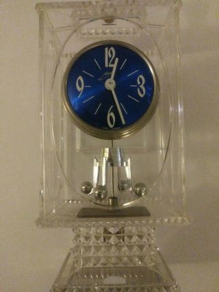 Vintage West German Schmid Solux Blue Dial Table  Mid Century Clock