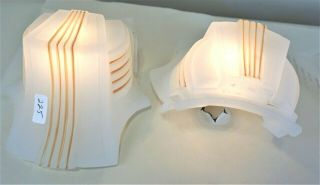 Antique Art Deco Slip Glass Shades For Chandelier And Sconces Pair