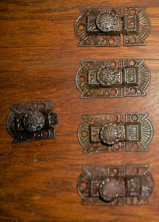 Set Of 4 Antique Eastlake Victorian Cast Iron Cupboard Cabinet Latches Vgc