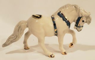 Hagen Renaker Mini Head Down Circus Pony W/blue Harness Horse Figurine