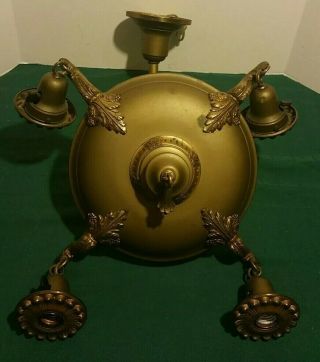 Antique P&s Ornate 4 Bulb Brass Chandelier Ceiling Light Fixture Art Noveau Deco