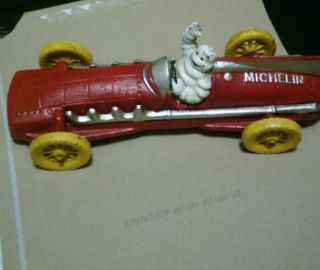 Red Michelin Man Cast Iron Car Signed 1934 Hubley