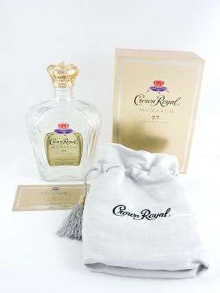 Crown Royal Monarch 75th Anniversary Blend Empty Whisky Bottle 750 Ml W/ Box Bag