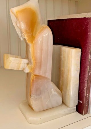 MULTI COLOR ONYX MARBLE BOOKENDS HOODED MONKS READING BOOK 9.  5 X 3.  5 X 4.  5 