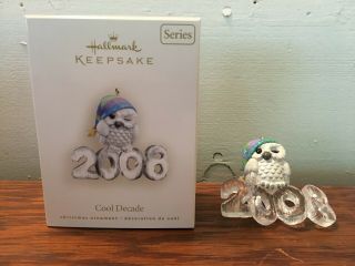 2008 Hallmark Keepsake Christmas Ornament Cool Decade Owl 9th In Series