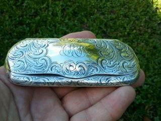 Gorgeous C1900 Art Nouveau Etched Sterling Silver Eye Glasses Spectacles Case