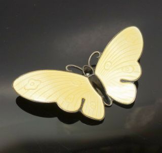 Vintage Large N.  M.  Thune Norway Sterling Silver Enamel Butterfly Brooch