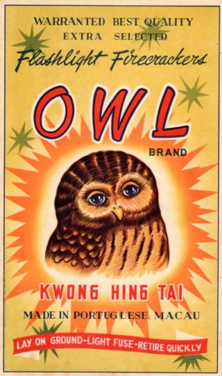 Owl Brand Firecracker Brick Label,  Class 2