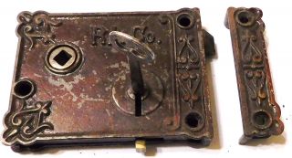 R.  L.  Co.  Ornate Victorian Rim Lock Set W/ Key