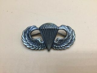 Vintage Sterling Silver Parachute Paratrooper Airborne Jump Wings Pin Us Ww2