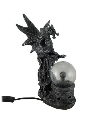 Scratch & Dent Gothic Dragon Statue w/Electric Glass Plasma Ball 2