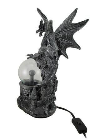 Scratch & Dent Gothic Dragon Statue w/Electric Glass Plasma Ball 3