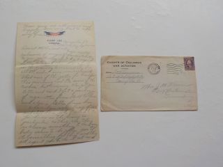 Wwi Letter 1918 Spanish Influenza Captain Sick Ww I War Camp Lee Virginia Ww1