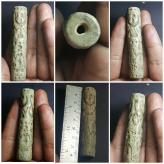 Very old bactrian schist stone cylinderseal bead 2