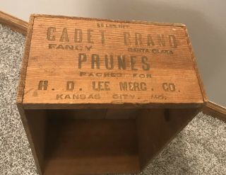 H D Lee Merc Co Cadet Brand Santa Clara Prune Wood Box