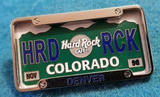 Denver Colorado License Plate Series Rockies Chrome Frame Hard Rock Cafe Pin
