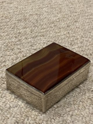 Stunning Large 19th Century Scottish Silvered And Agate Table Snuff Box