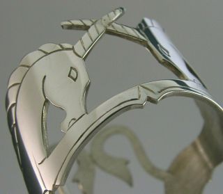 Rare English Sterling Silver Unicorns Napkin Ring 1982