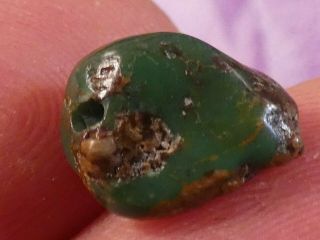 Antique Tibetan Natural Green Turquoise Bead Worn Patina 12.  4 By 9.  1 By 6 Mm