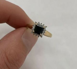 9ct Gold Sapphire & Diamond Cluster Ring 9k 375.