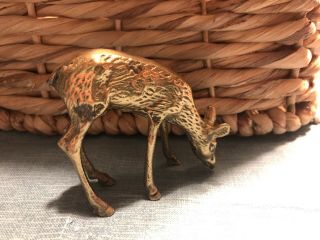 Vintage Mid Century Brass Deer Reindeer Doe 3” 4.  25” Shelf Decor