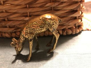 Vintage Mid Century Brass Deer Reindeer Doe 3” 4.  25” Shelf Decor 2