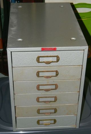 Vintage Lilley & Son / Jack Coffey 6 Drawer Metal Cabinet Machinist Case 15 X 10