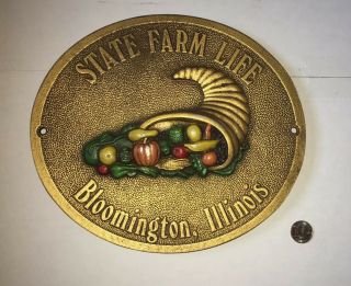 State Farm Life Insurance Cast Metal Sign Plaque Bloomington Illinois 12” X 10”