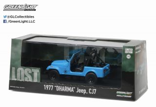 Greenlight 1977 Dharma Jeep Cj 7 Hollywood Lost Tv Series 1:43 Blue 86309