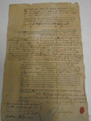 1790 Deed For Land In Tufftonborough Hampshire