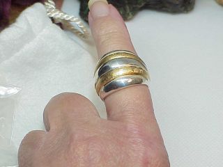 Qvc 18k Gold Clad Sterling Ribbon Bands Dome Ring Sz 9 10.  2 Gram Pouch