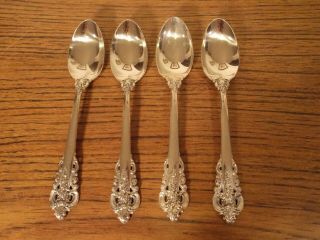 4 Wallace Grande Baroque Sterling Silver 6 - 1/4 " Teaspoons