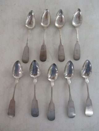 Set Of 9 Nathaniel Fowle Ma C.  1803 - 05 Early 19th C.  American Coin Silver Spoons