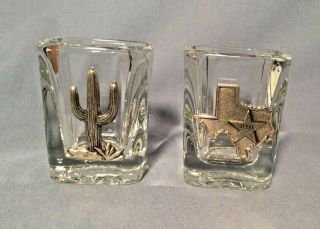 Heritage Metalworks Fine Pewter Shot Glasses Set Of 2 Cactus Texas Mesa Az
