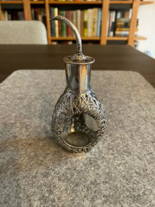 Chinese Export Sterling Silver And Glass Bitters/vinegar Bottle
